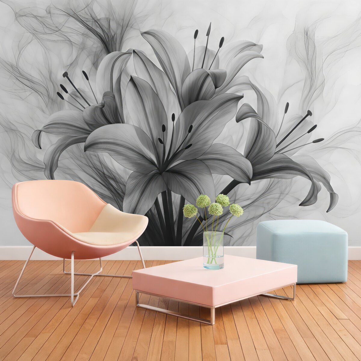 Fototapeta Kwiaty w odcieniach czerni i bieli.