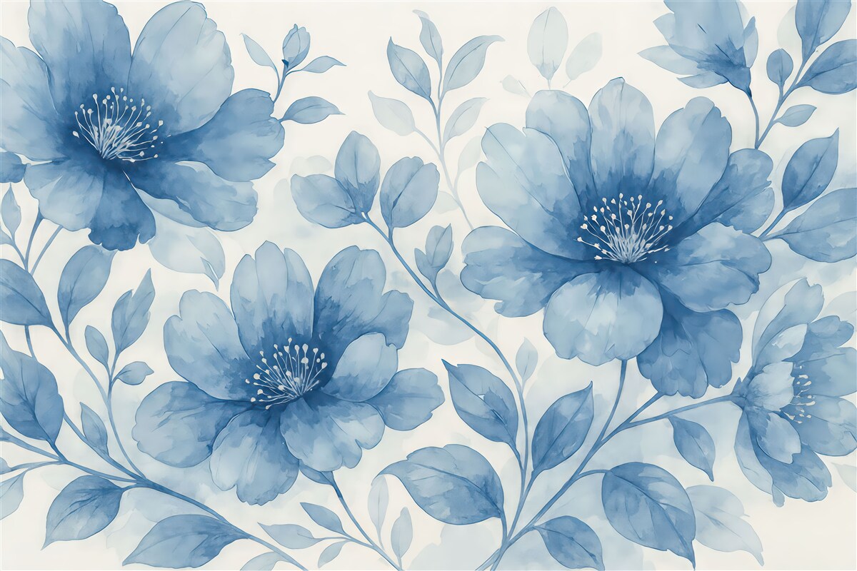 Fototapeta Kwiaty pomalowane na niebiesko.