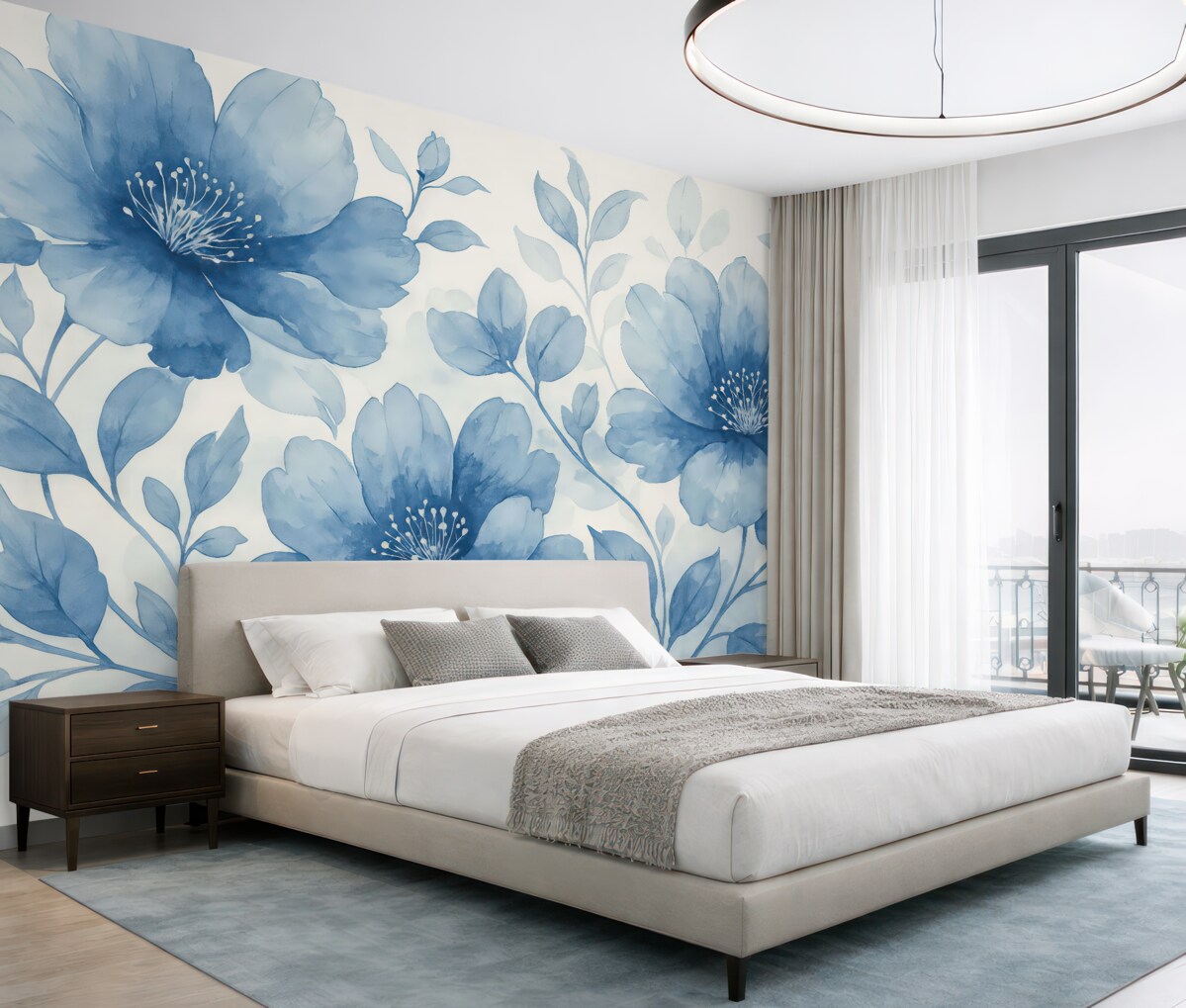 Fototapeta Kwiaty pomalowane na niebiesko.