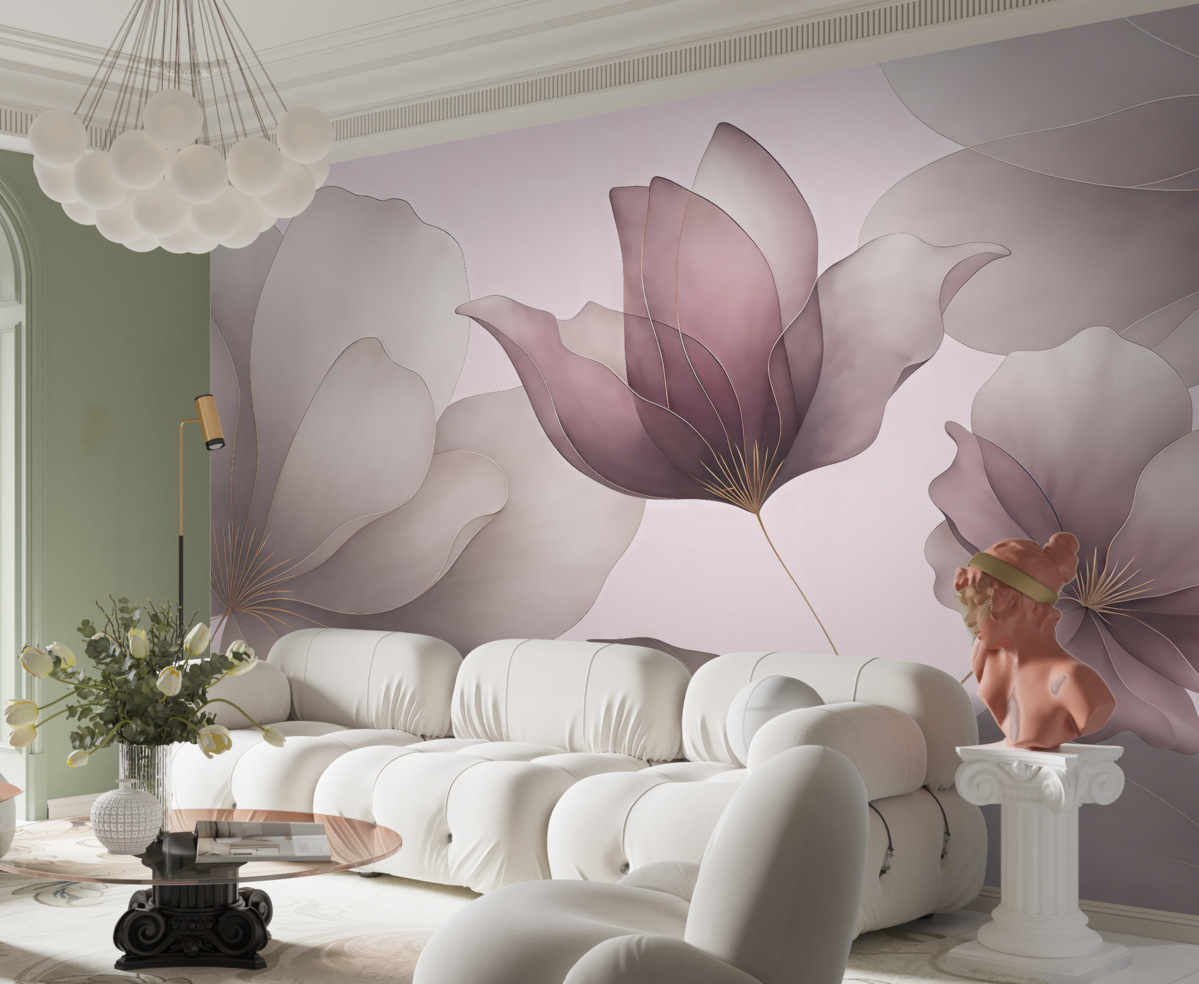 Fototapeta ogromne magnolie, purpurowe magnolie, subtelne kwiaty