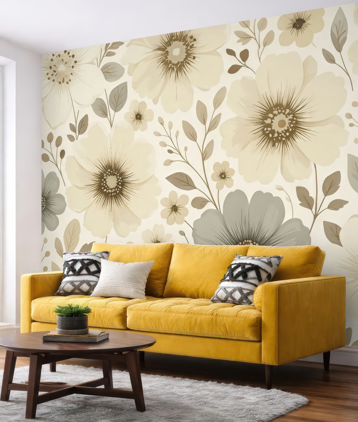 Fototapeta Kwiaty w odcieniach beżu i brązu.