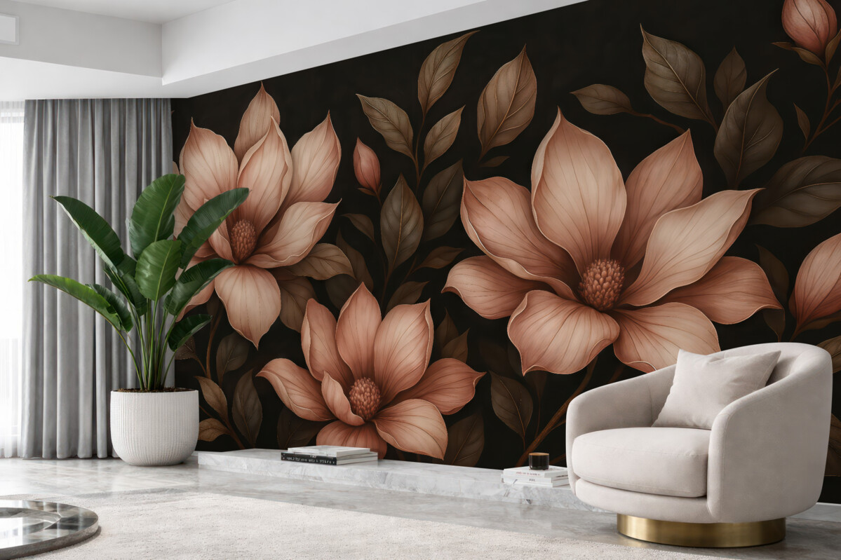 Fototapeta Kwiaty na ciemnym tle.