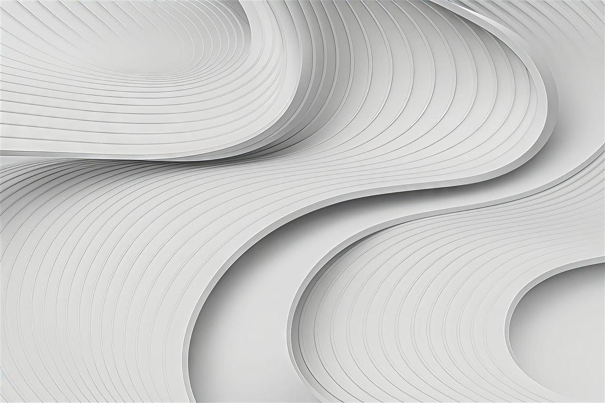 Fototapeta Stylowe, szerokie fale w formacie 3D w tonacjach szarości.