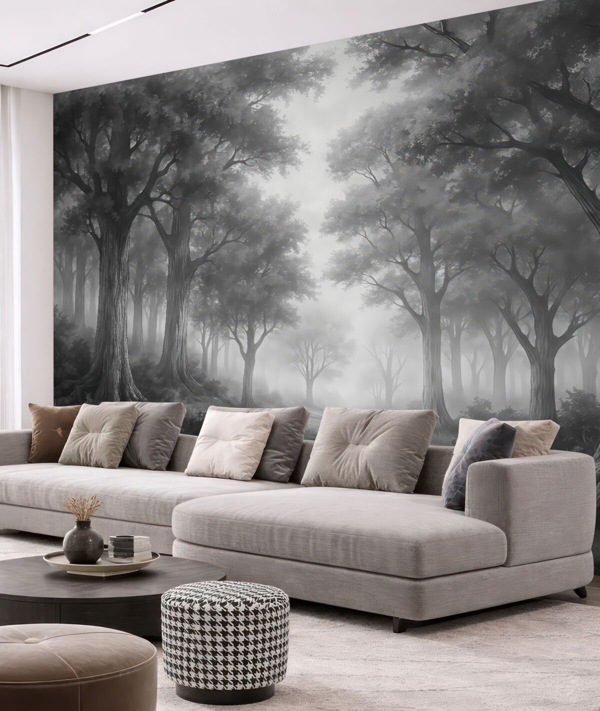 Fototapeta Malowany las w odcieniach szarości.