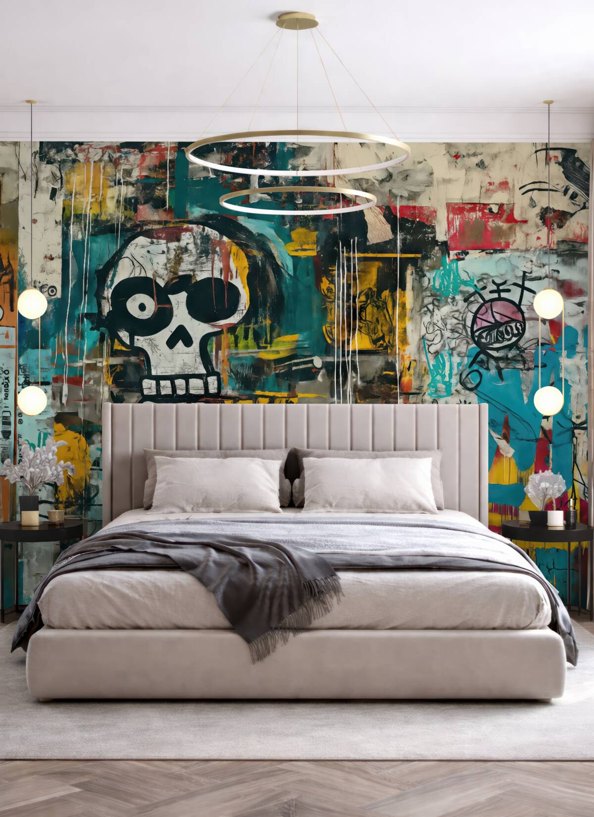 Fototapeta Kolorowe murale w stylu Basquiata.