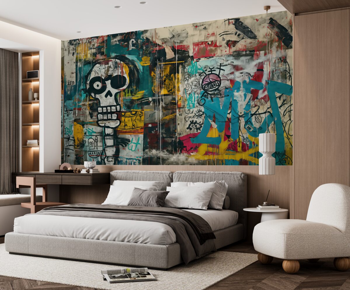 Fototapeta Kolorowe murale w stylu Basquiata.