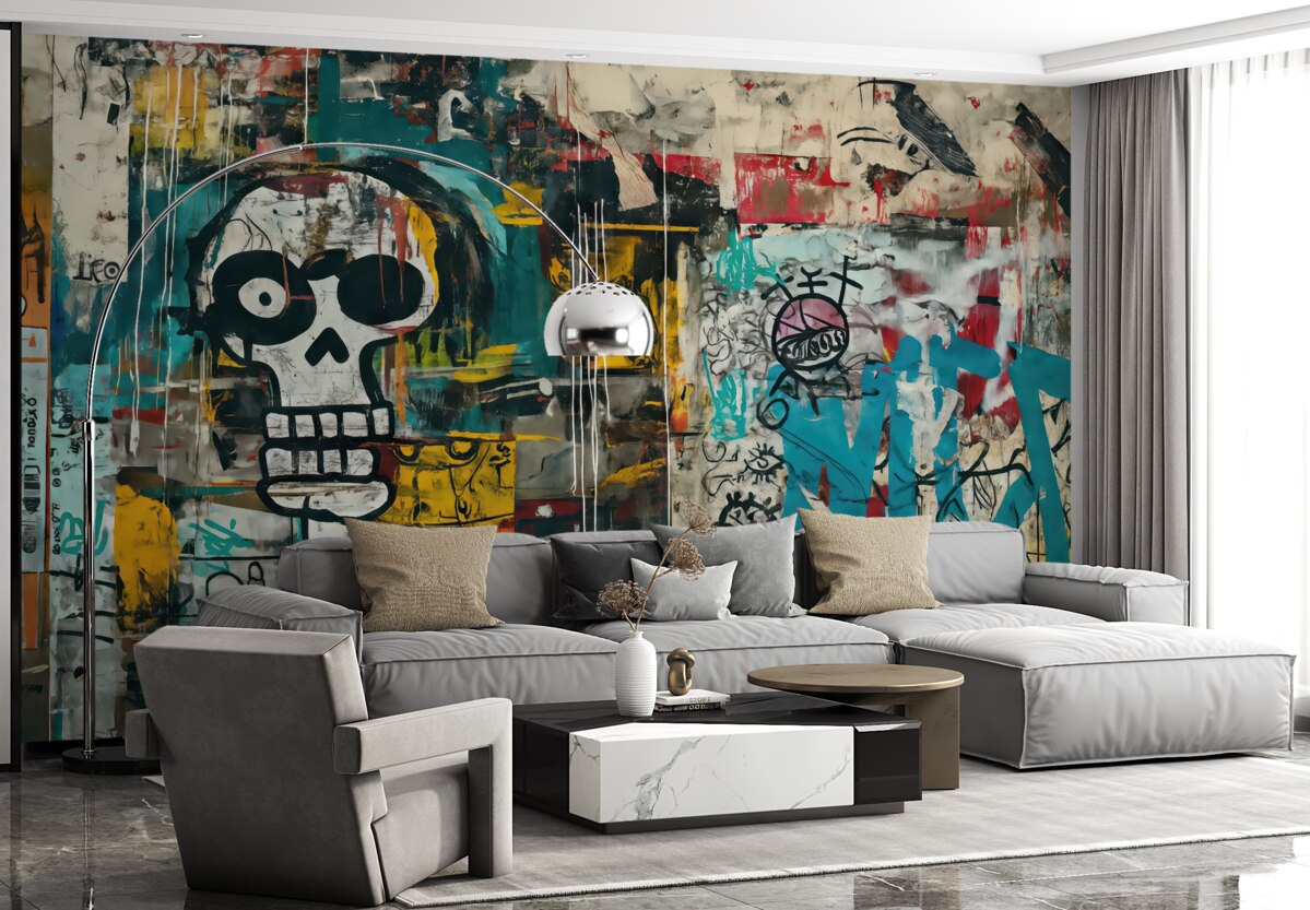 Fototapeta Kolorowe murale w stylu Basquiata.