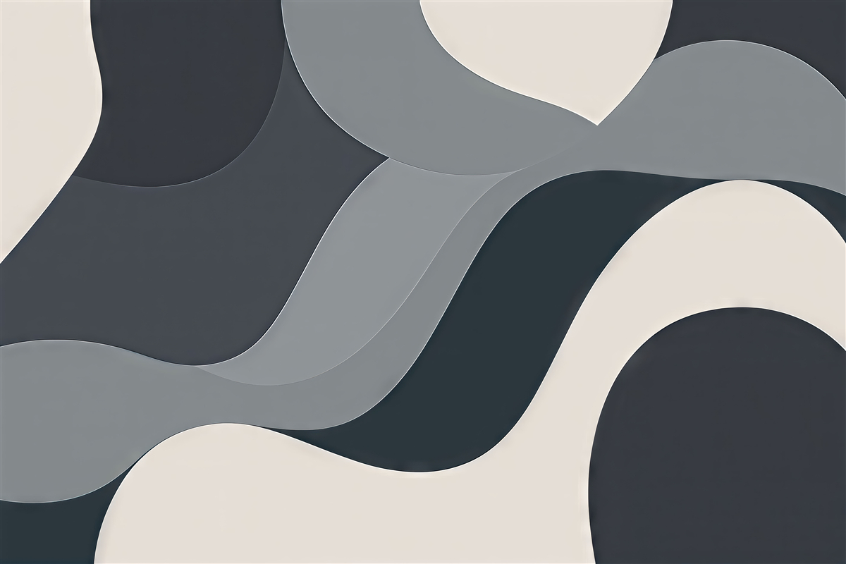 Fototapeta Wsp współczesne, minimalistyczne kręgi i fale w ciemnych tonacjach.