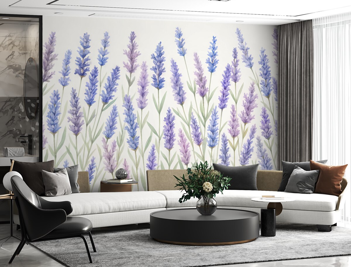 Fototapeta Pędzel w delikatnych barwach kwitnącej lawendy.