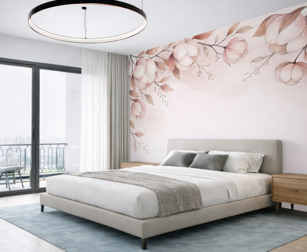 Fototapeta kwiaty bawełniane na jasnym tle