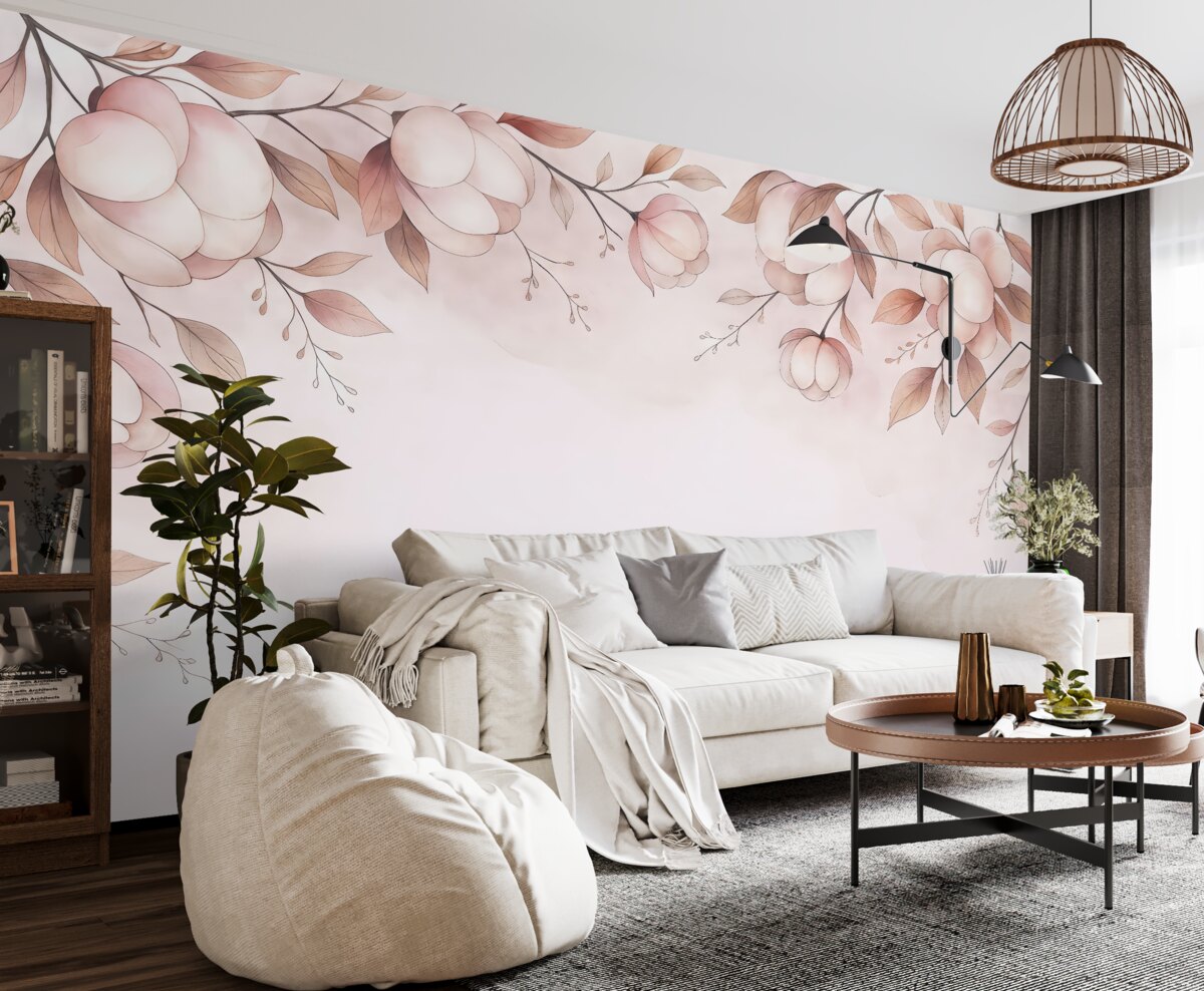 Fototapeta kwiaty bawełniane na jasnym tle