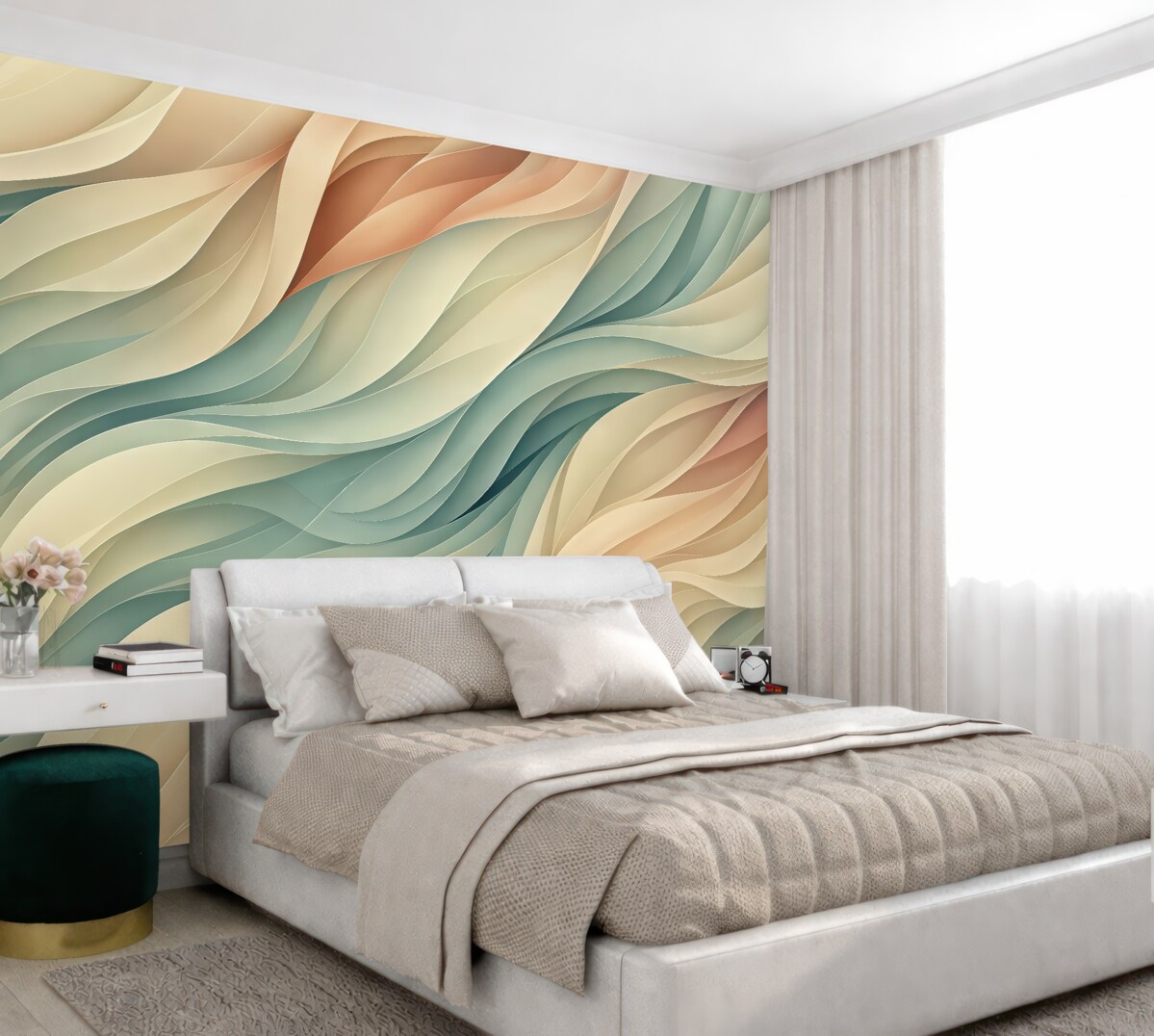 Fototapeta Fascynujący abstrakcyjny motyw z subtelnymi pastelowymi falami.