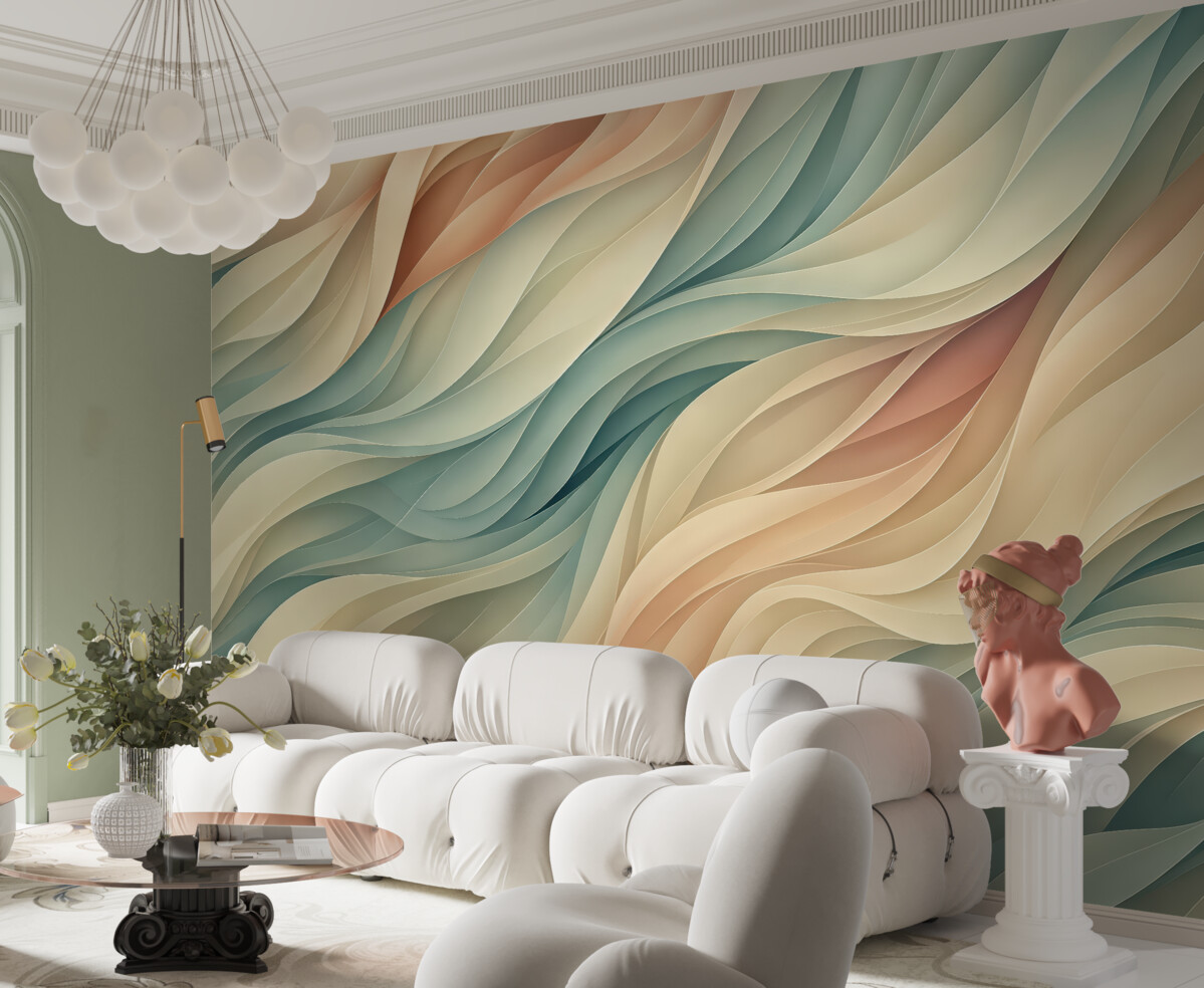 Fototapeta Fascynujący abstrakcyjny motyw z subtelnymi pastelowymi falami.