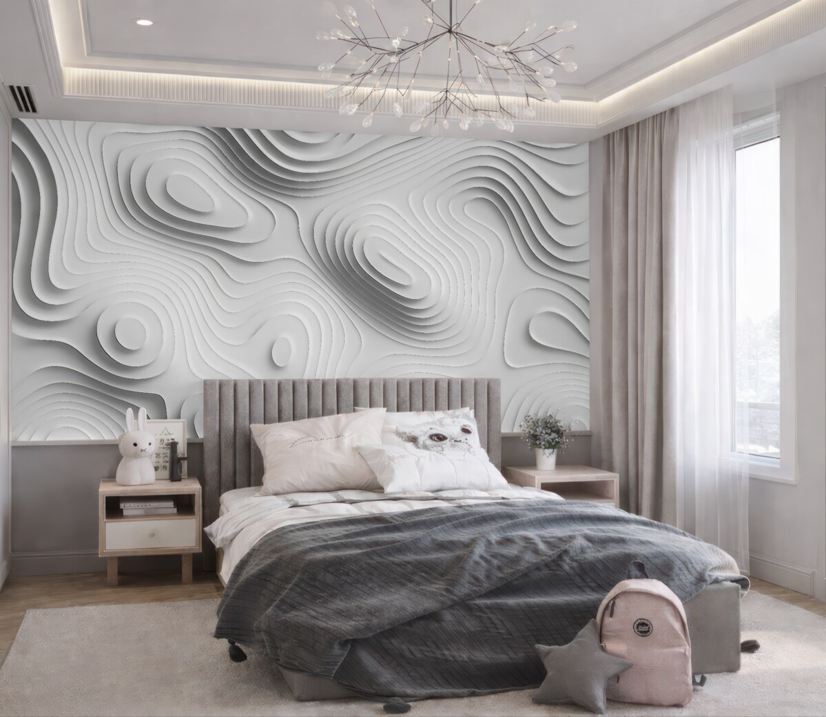 Fototapeta Jasny abstrakcyjny wzór falujących wielowarstwowych warstw.