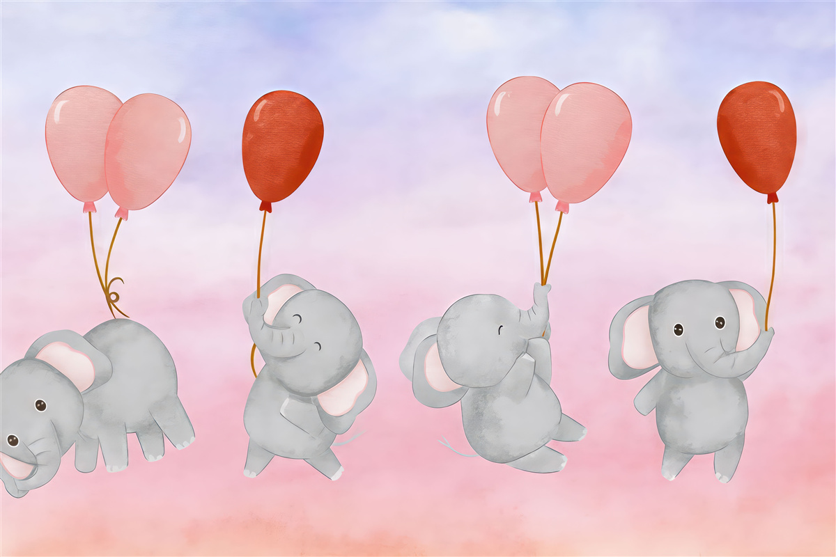 Fototapeta Słonie z balonami.