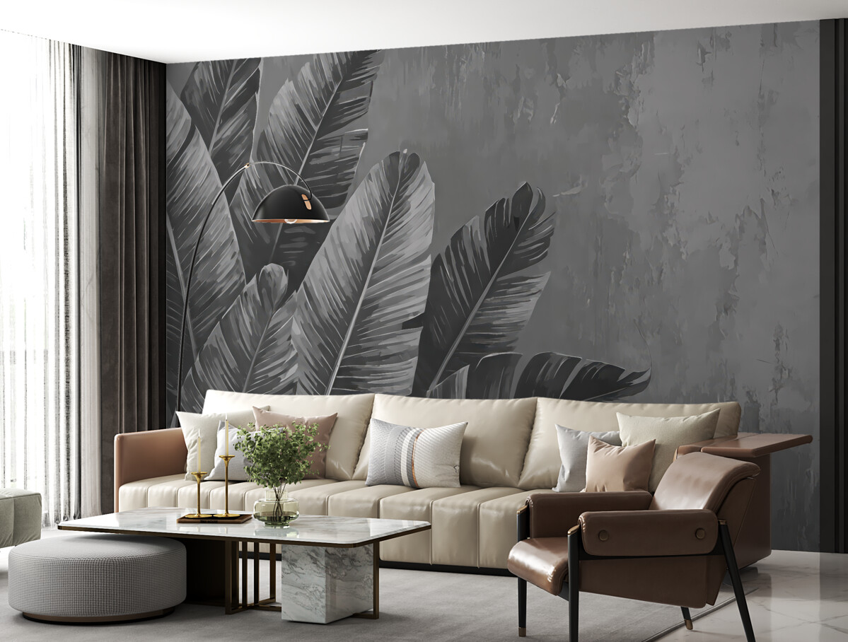 Fototapeta Liście w odcieniach szarości.