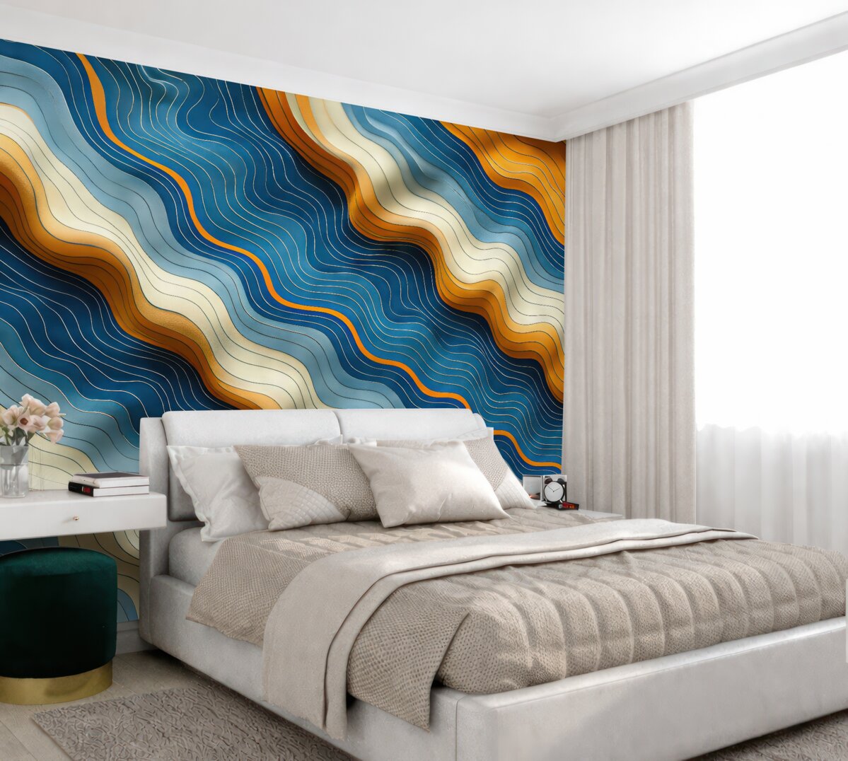 Fototapeta Niebiesko-pomarańczowe harmoniczne fale.