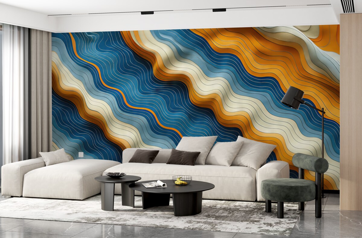 Fototapeta Niebiesko-pomarańczowe harmoniczne fale.