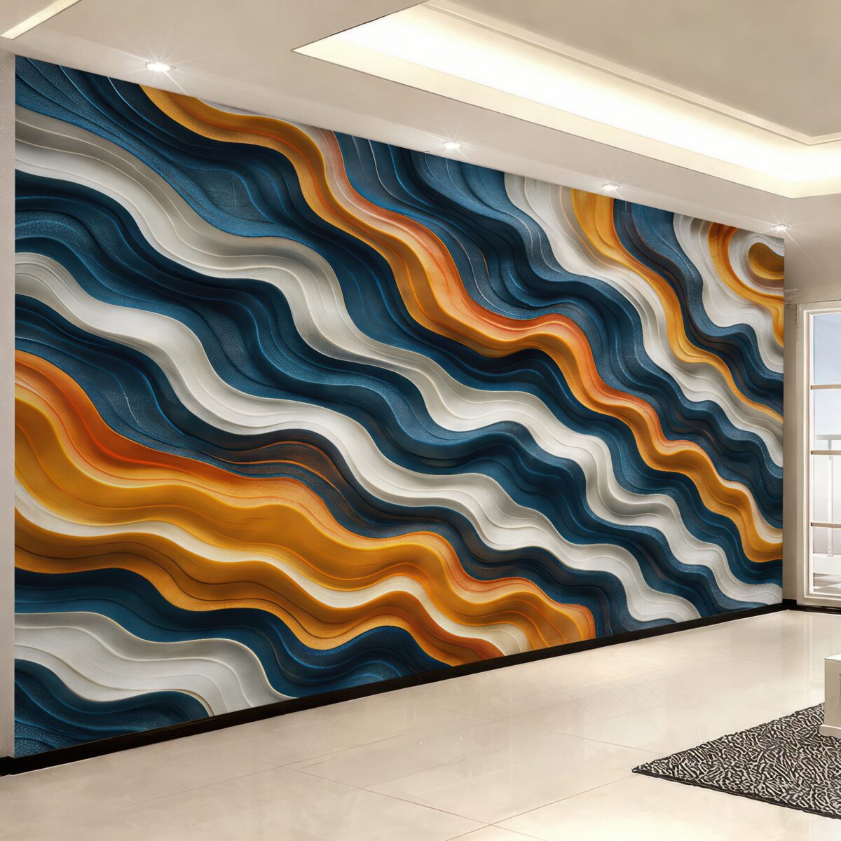 Fototapeta Niebiesko-pomarańczowe fale są ruchome.