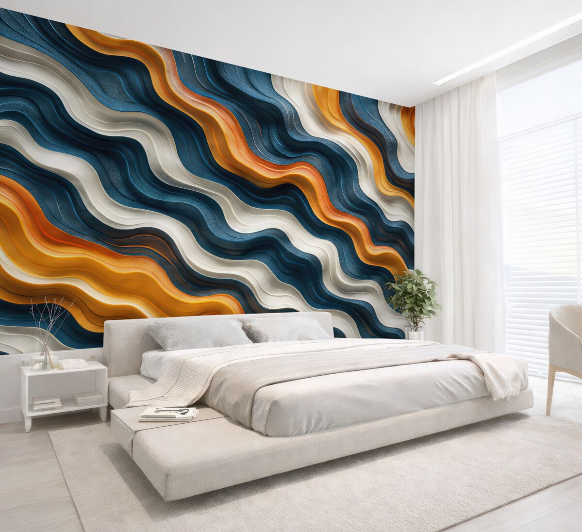 Fototapeta Niebiesko-pomarańczowe fale są ruchome.