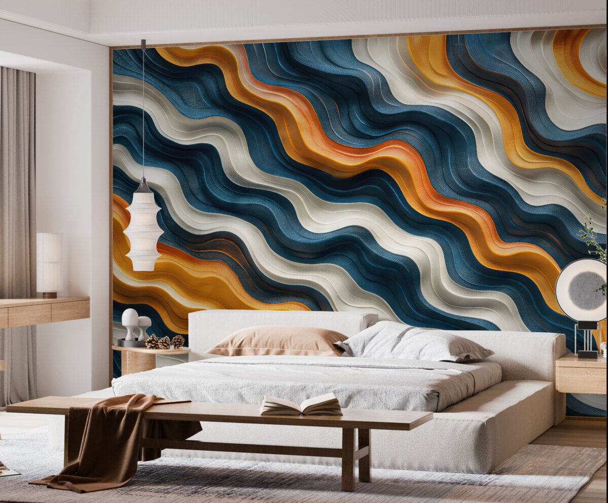 Fototapeta Niebiesko-pomarańczowe fale są ruchome.