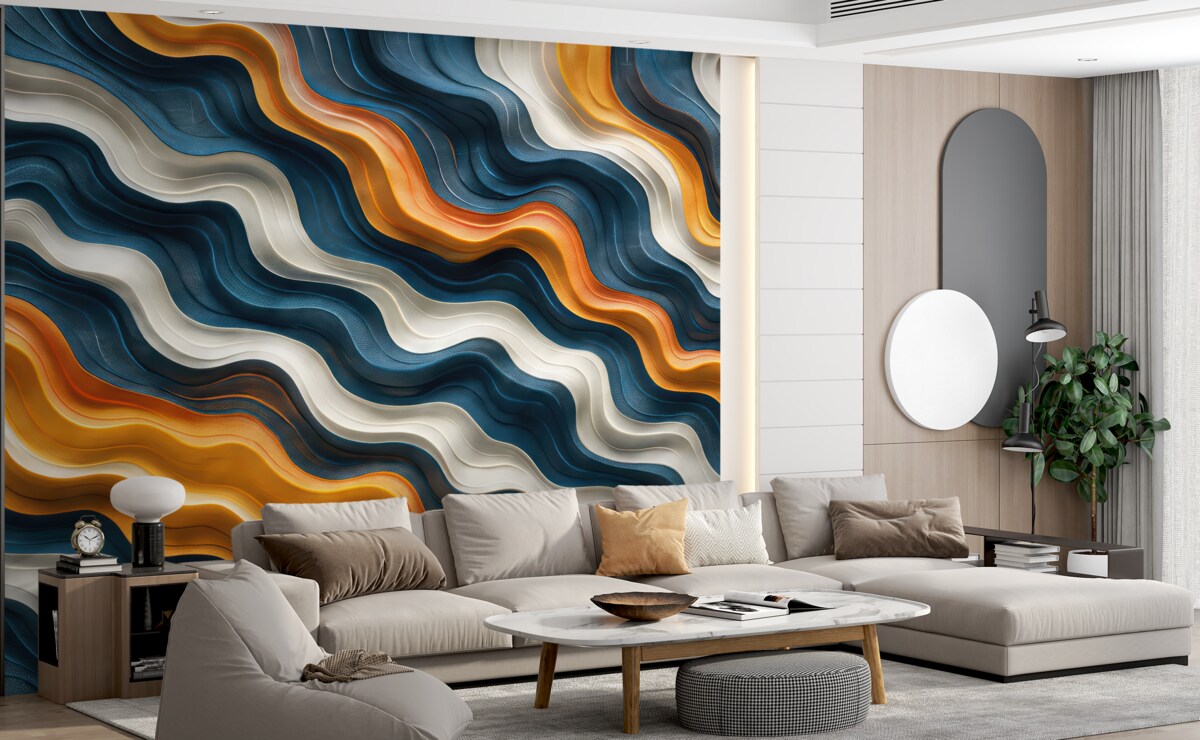 Fototapeta Niebiesko-pomarańczowe fale są ruchome.