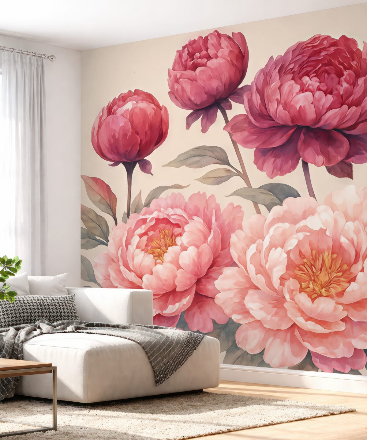 Fototapeta Kwiaty piwonii w stylu akwareli.