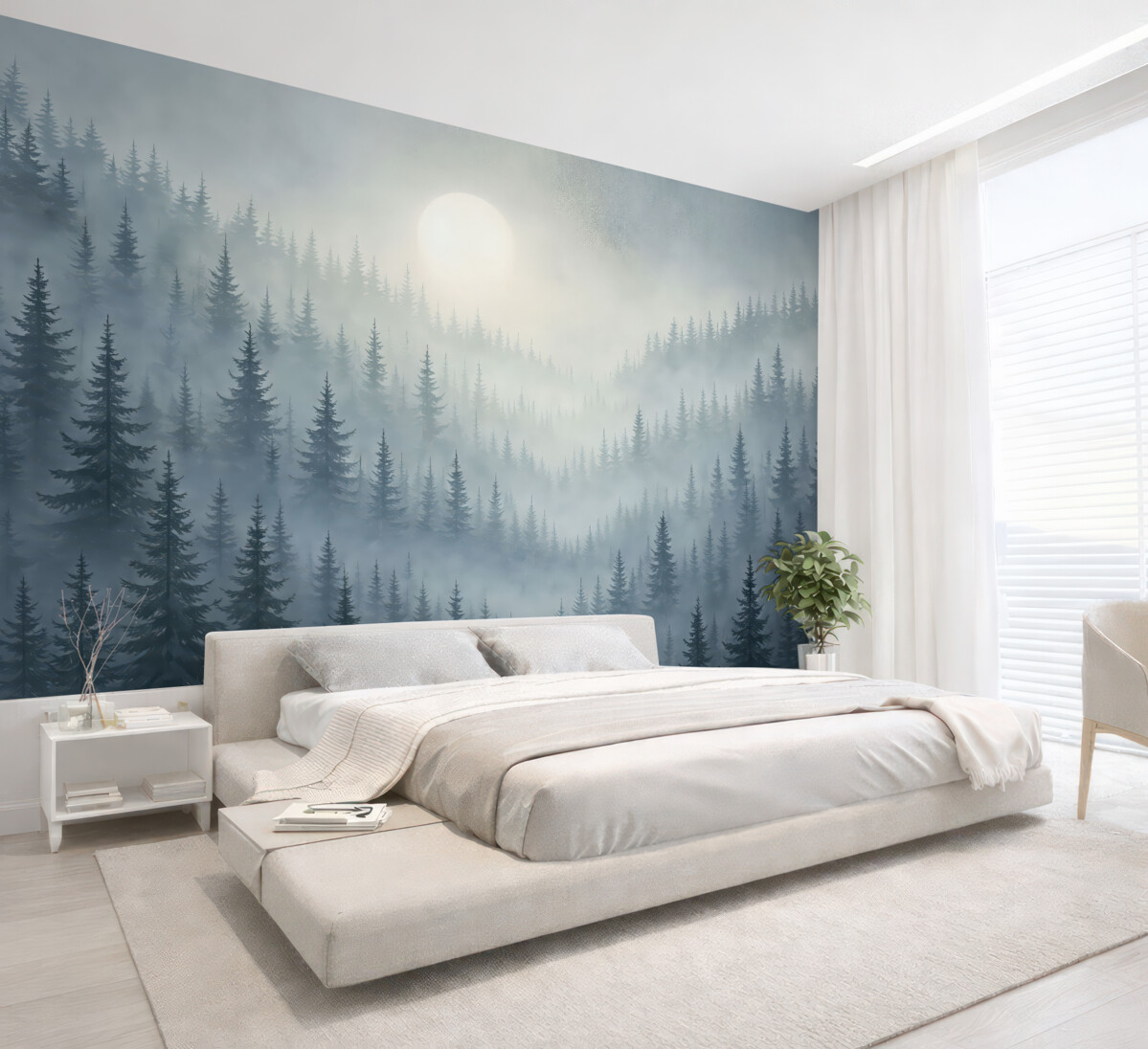 Fototapeta Bór w górach w mglistym otoczeniu.