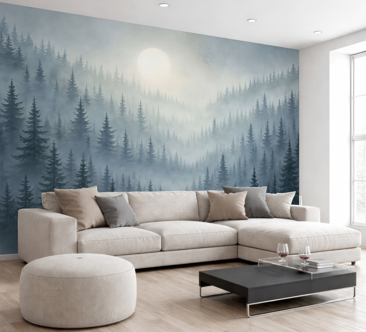 Fototapeta Bór w górach w mglistym otoczeniu.