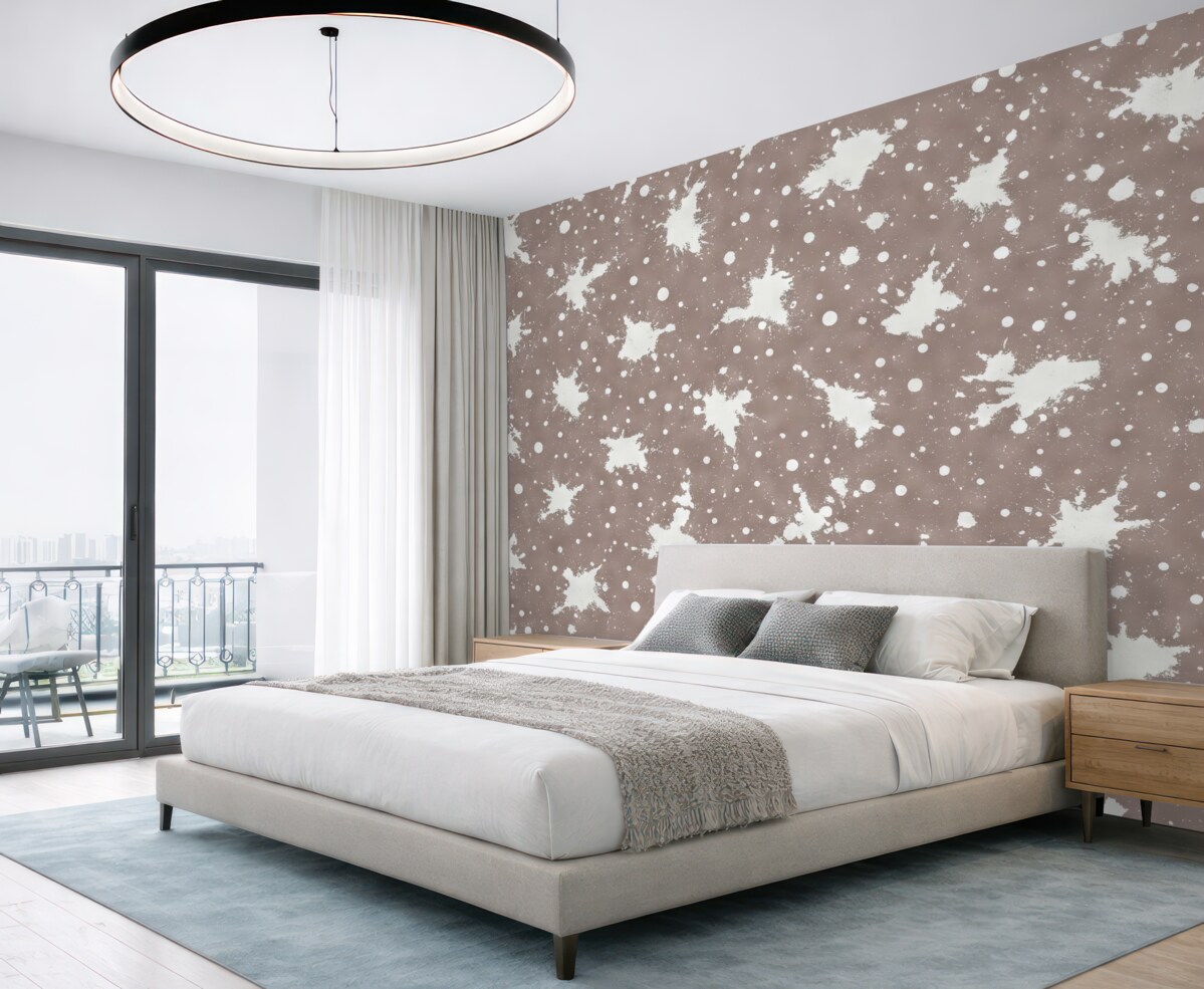 Fototapeta Plamy białej farby, abstrakcyjna ilustracja, minimalizm, jasnobeżowe tło.