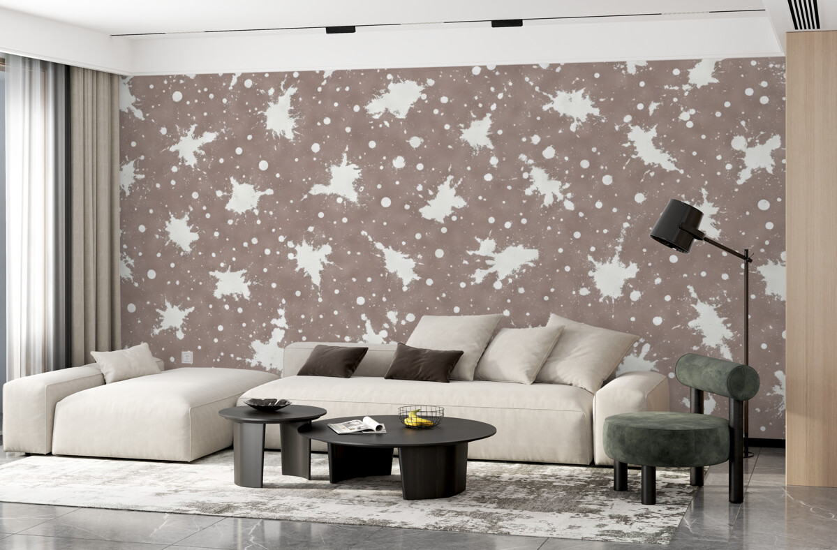 Fototapeta Plamy białej farby, abstrakcyjna ilustracja, minimalizm, jasnobeżowe tło.