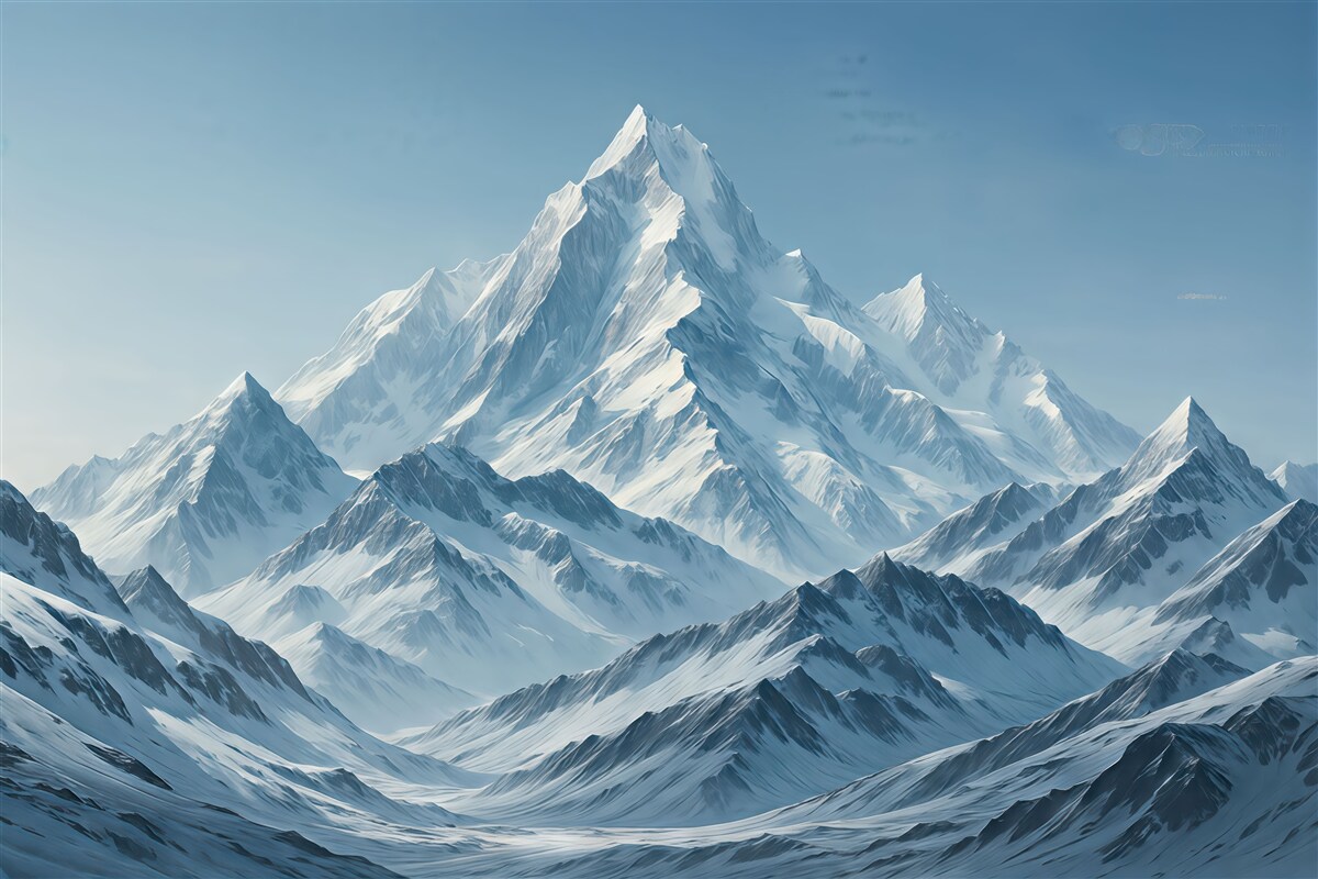 Fototapeta Niebieskie, pokryte śniegiem góry.