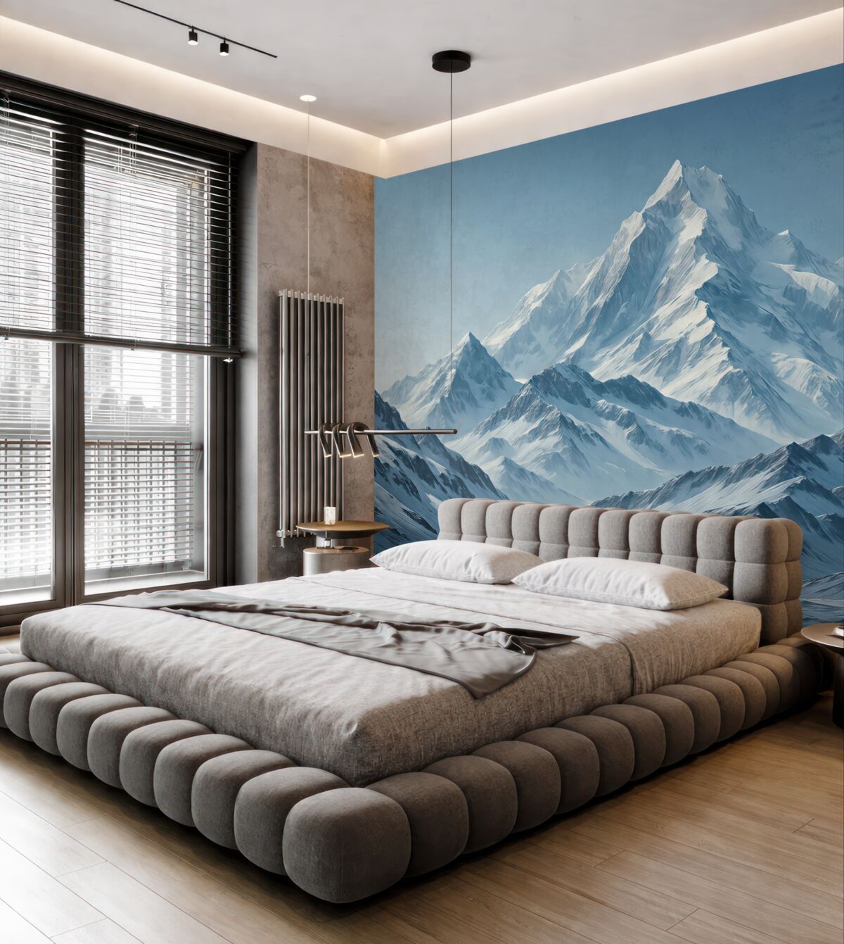 Fototapeta Niebieskie, pokryte śniegiem góry.