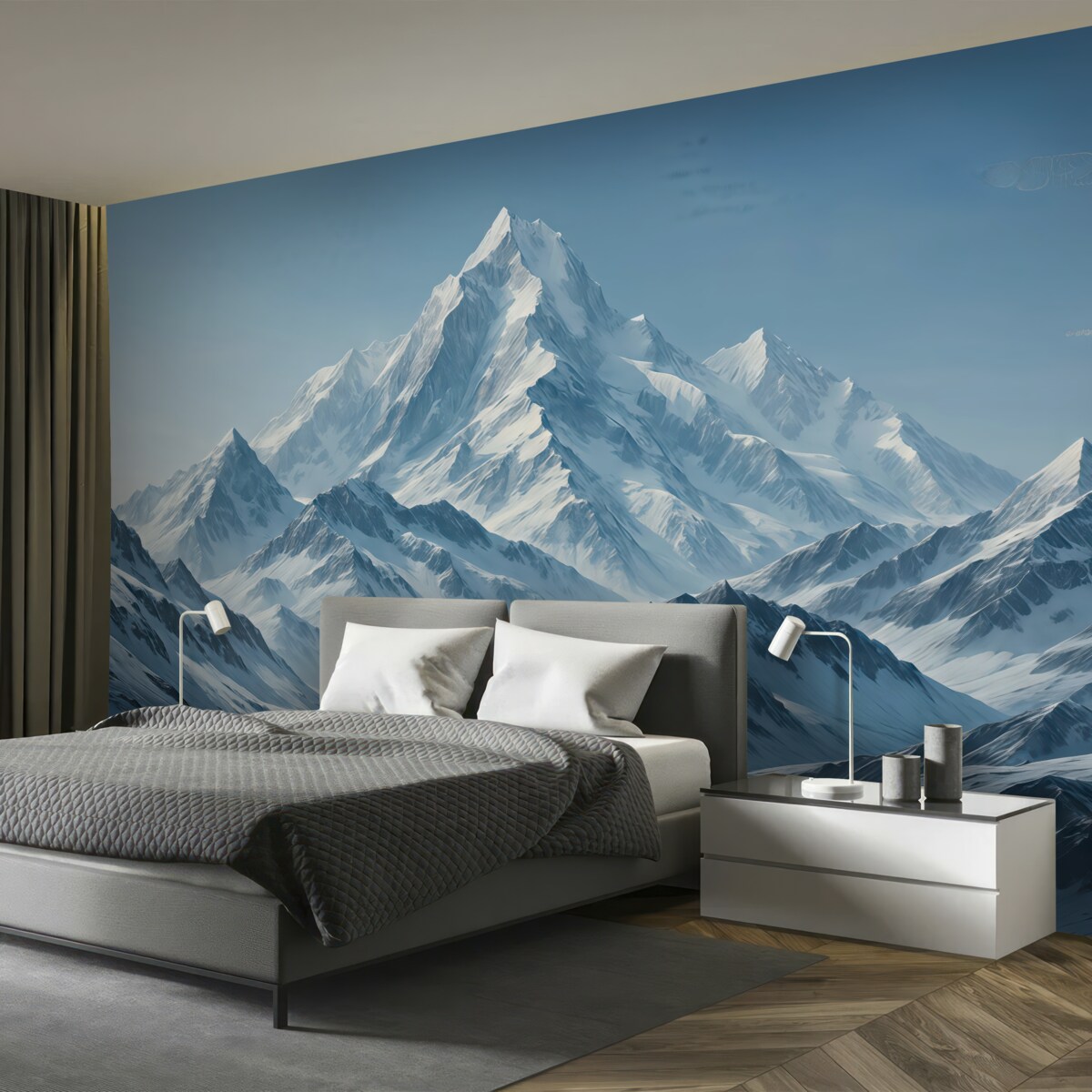 Fototapeta Niebieskie, pokryte śniegiem góry.