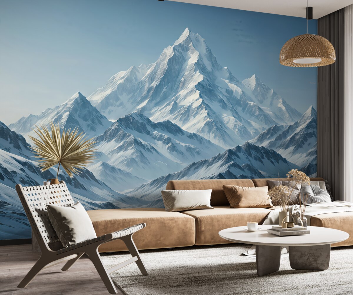 Fototapeta Niebieskie, pokryte śniegiem góry.