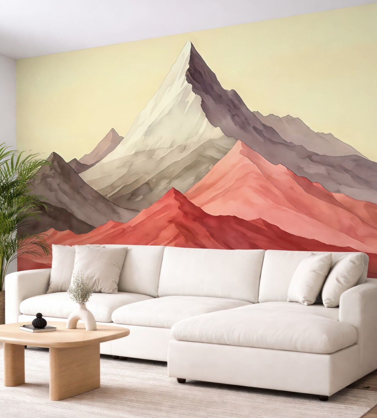 Fototapeta Pastelowe wzgórza z czerwonym akcentem.