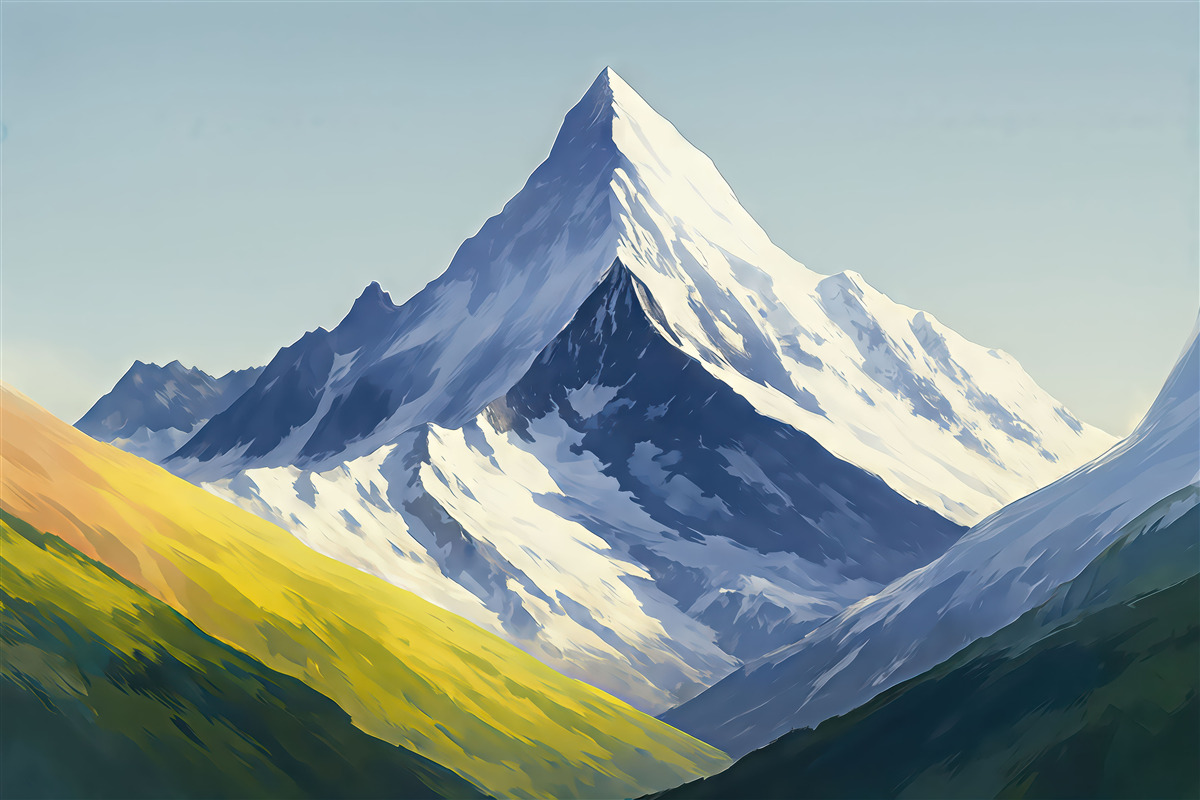 Fototapeta Górski pejzaż z śladami pędzla.