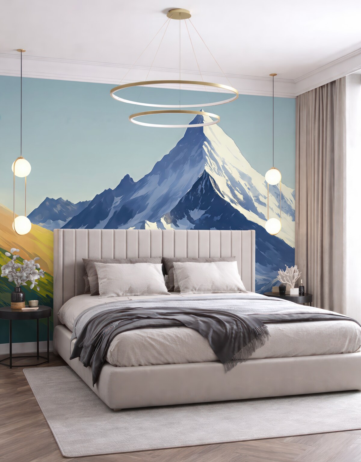 Fototapeta Górski pejzaż z śladami pędzla.