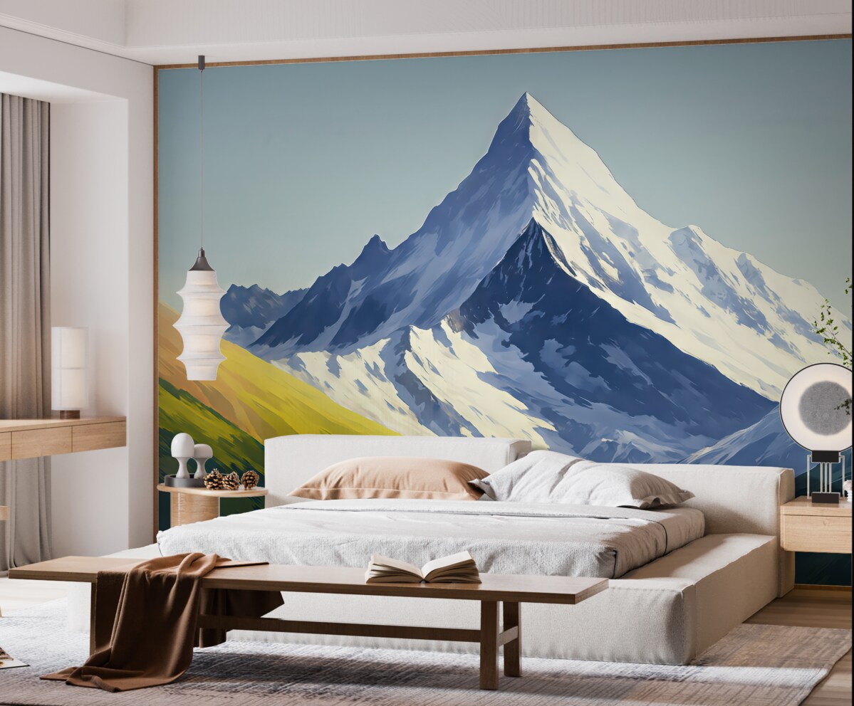 Fototapeta Górski pejzaż z śladami pędzla.