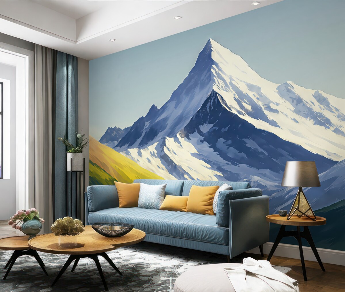 Fototapeta Górski pejzaż z śladami pędzla.