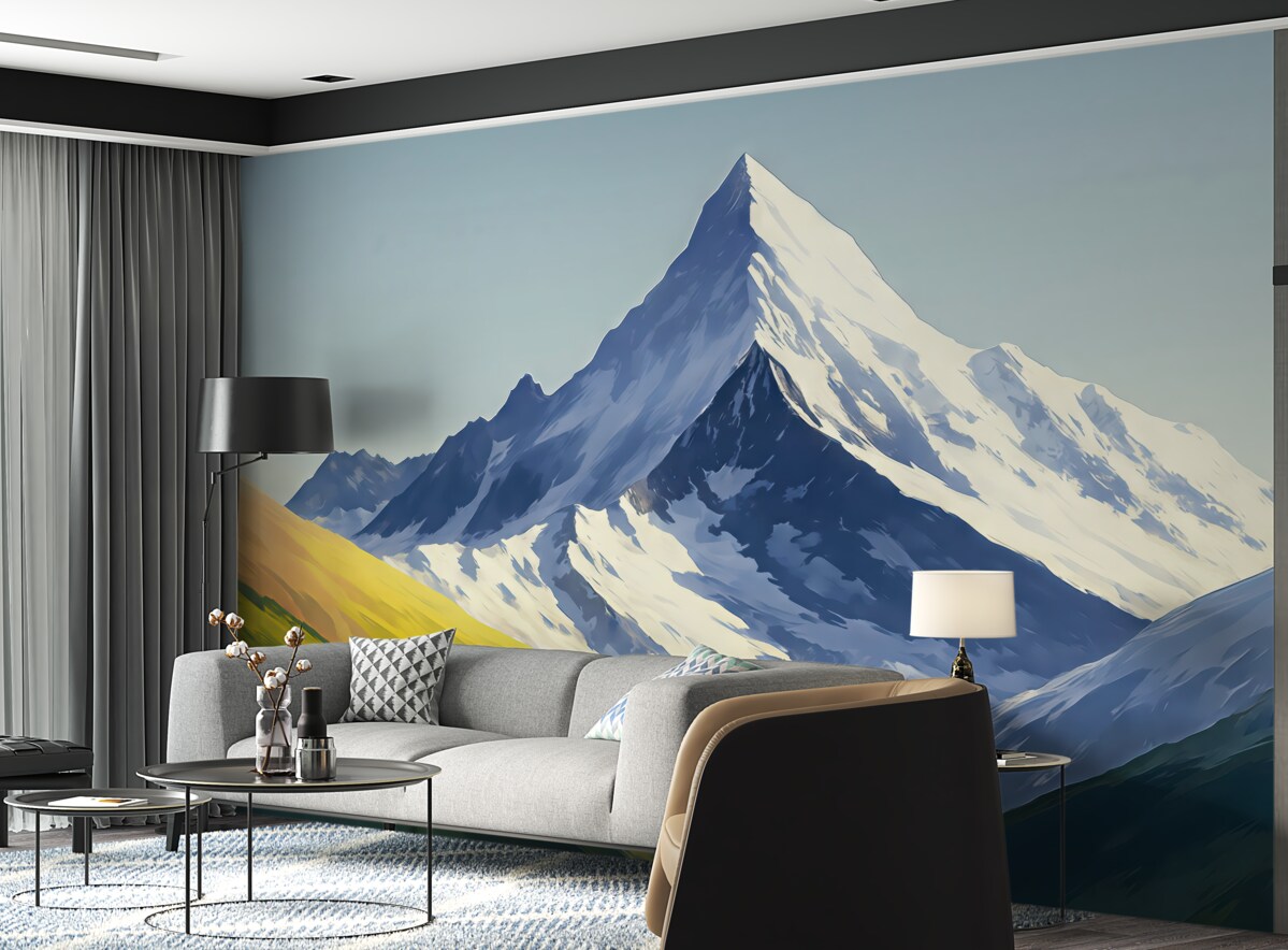 Fototapeta Górski pejzaż z śladami pędzla.