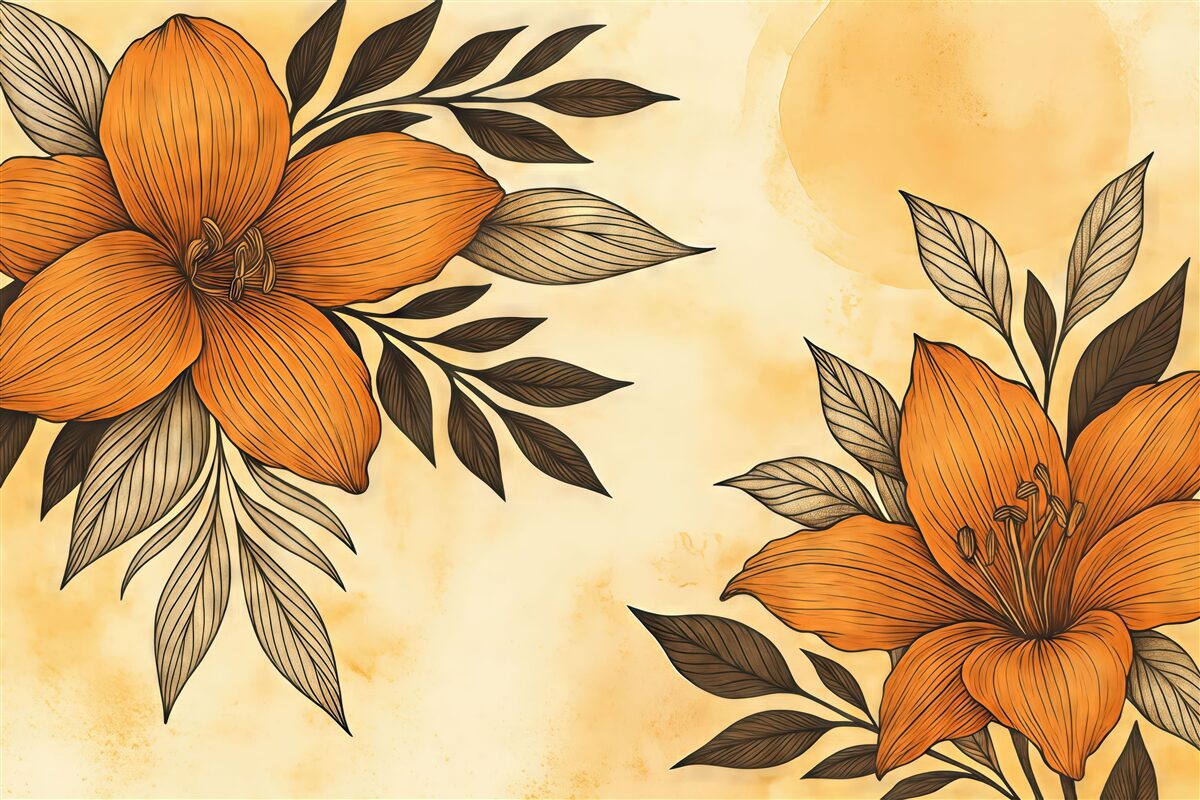 Fototapeta Pomarańczowe lilie na jasnym tle.