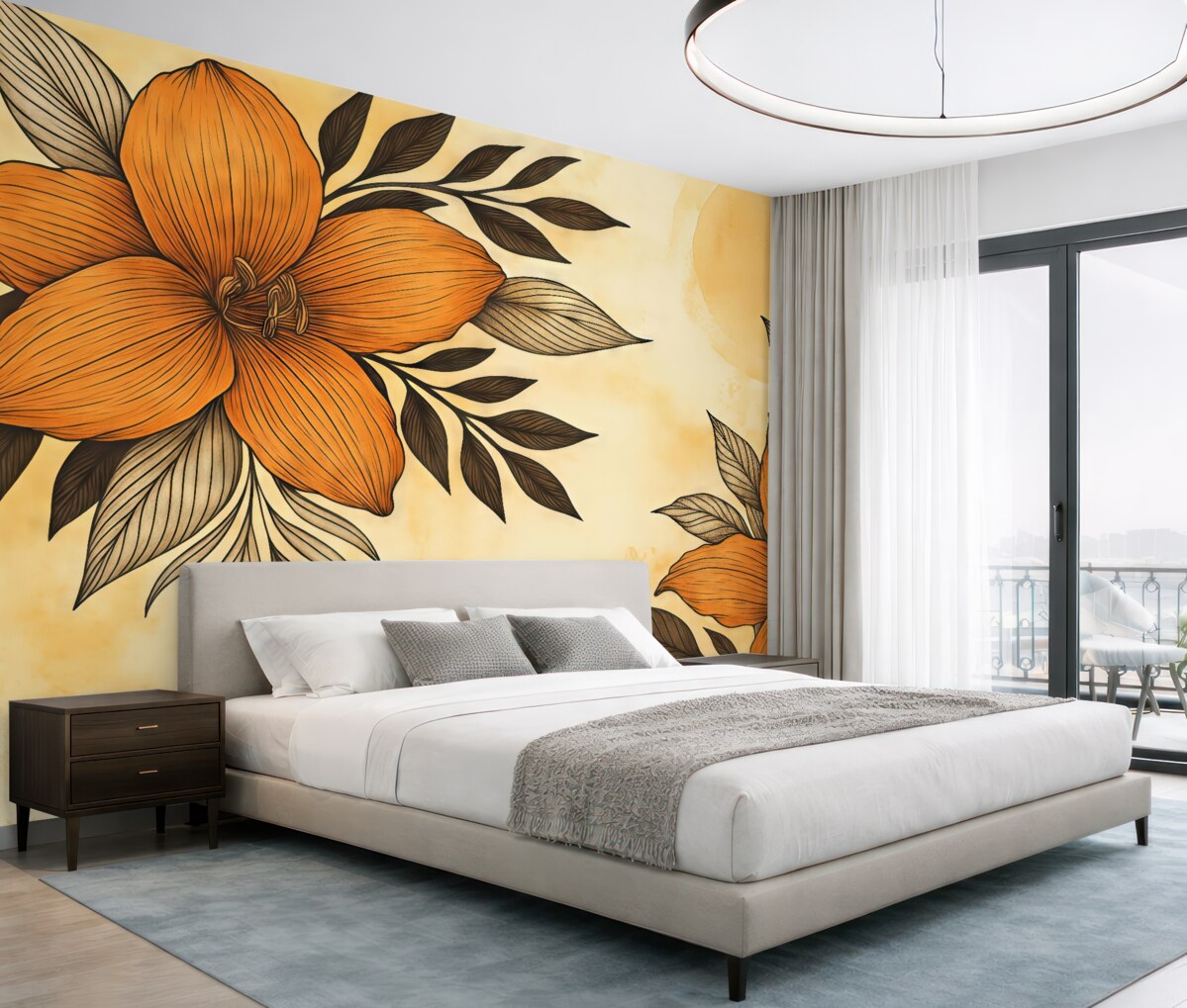 Fototapeta Pomarańczowe lilie na jasnym tle.