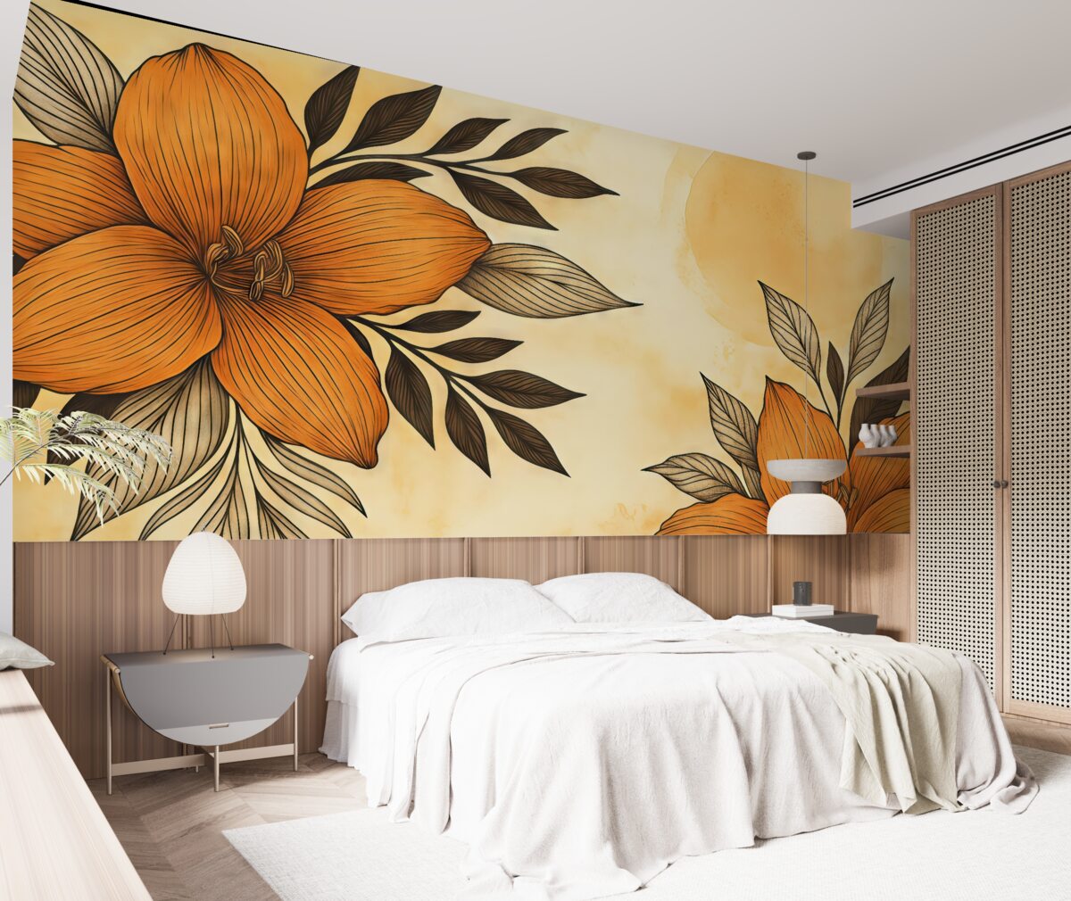 Fototapeta Pomarańczowe lilie na jasnym tle.