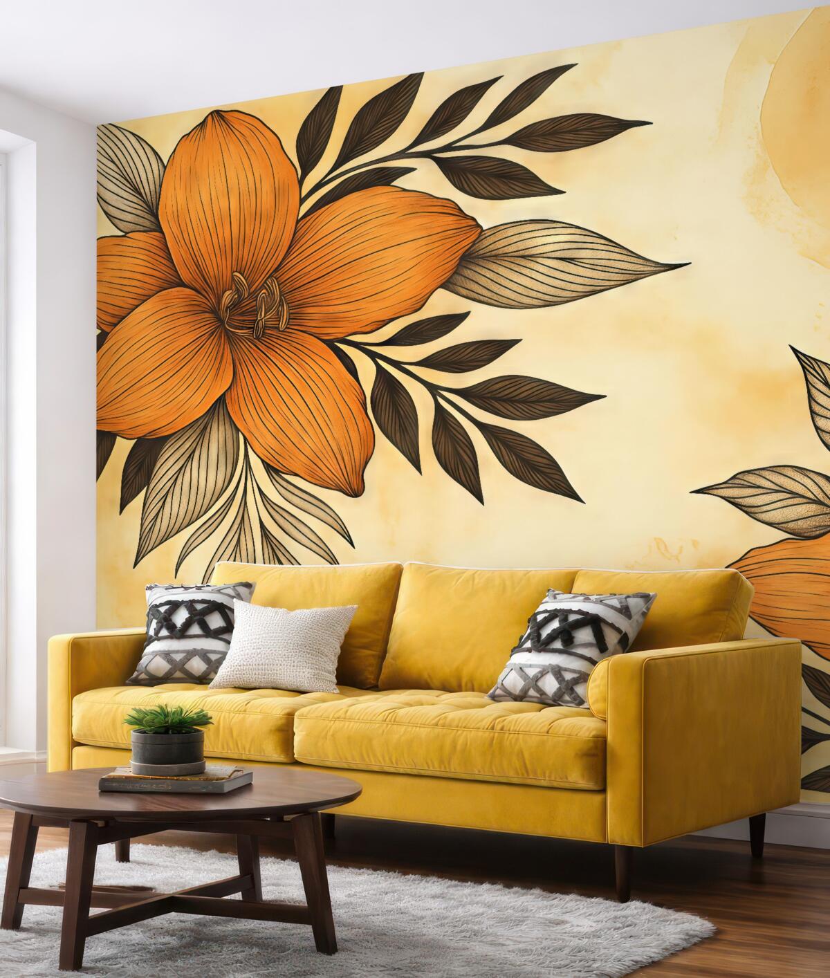 Fototapeta Pomarańczowe lilie na jasnym tle.