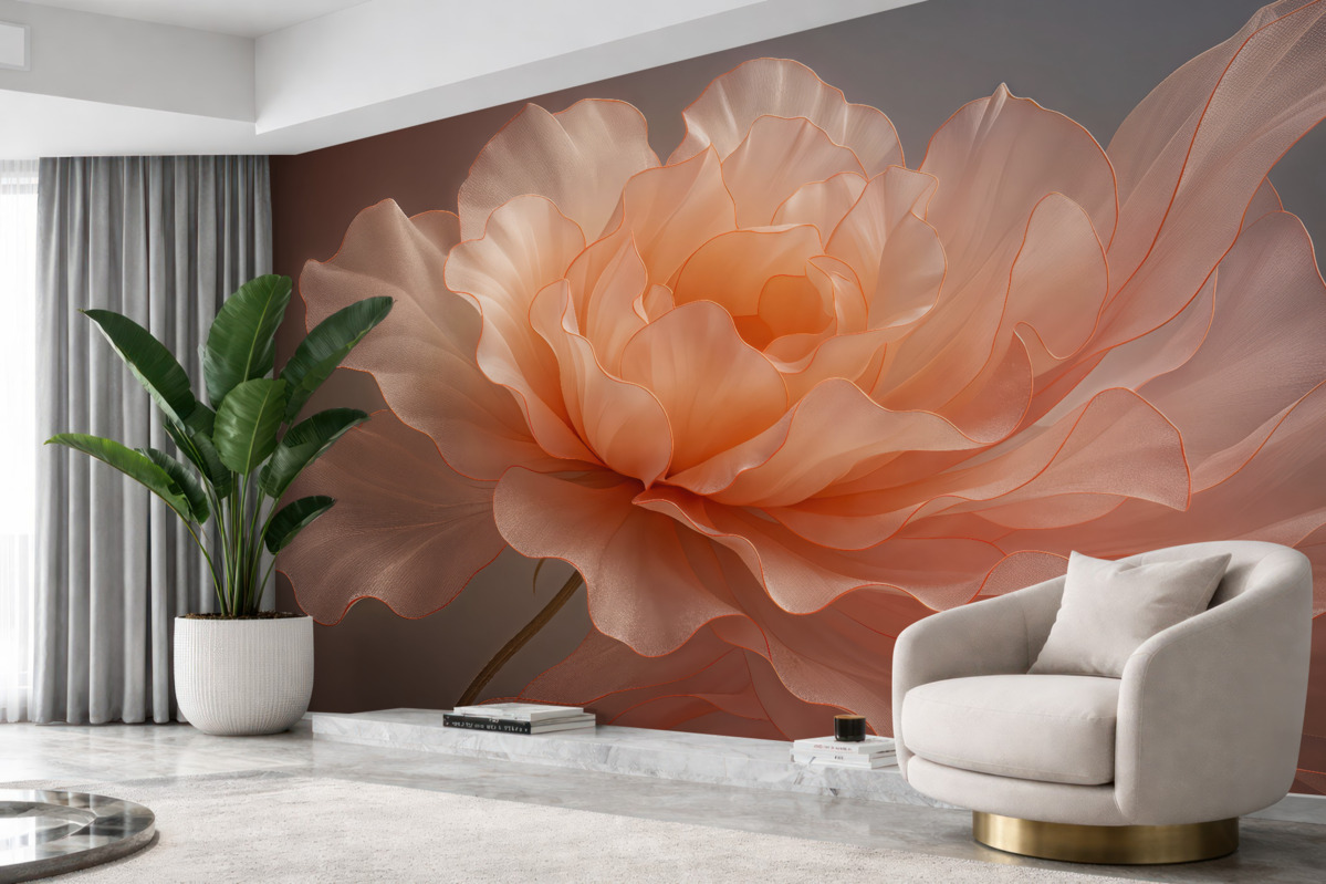 Fototapeta Wielki kwiat w odcieniu różowym, pastelowym.