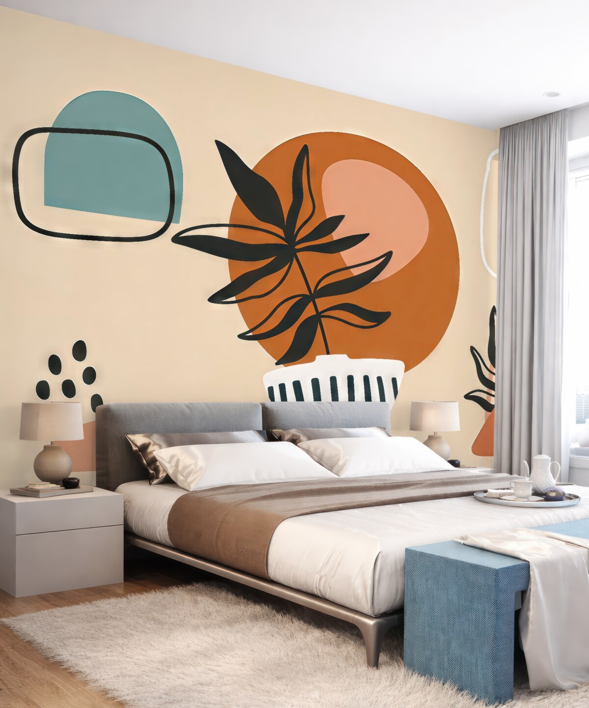 Fototapeta Kwiaty, abstrakcja, jasnobrązowe tło.