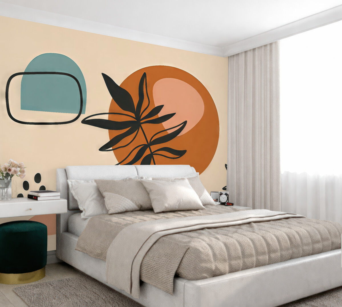 Fototapeta Kwiaty, abstrakcja, jasnobrązowe tło.