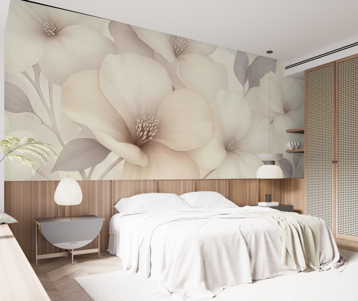 Fototapeta Kwiaty akrylowe, bukiet kwiatowy, przyroda, pastelowe beżowe odcienie.