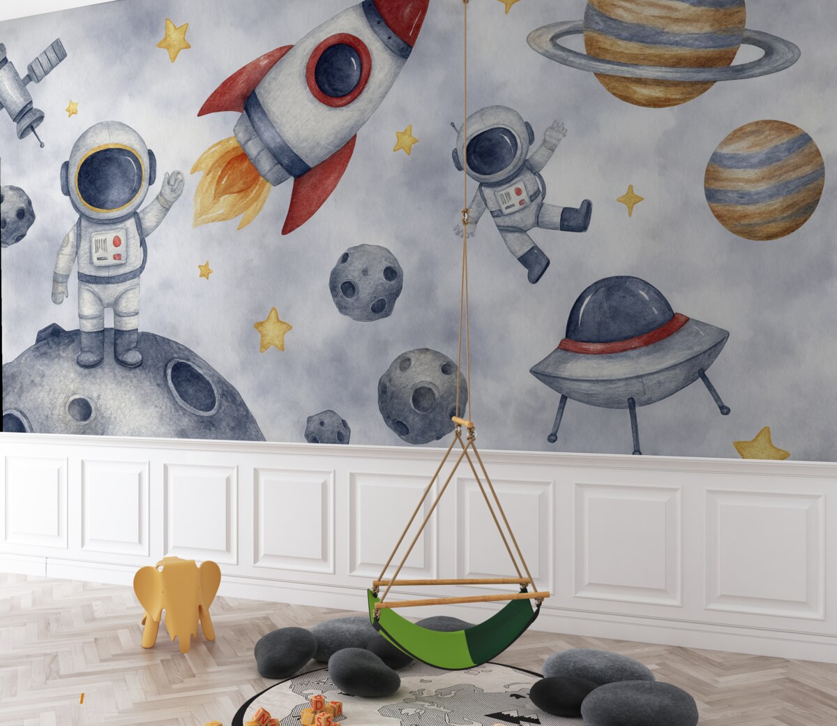 Fototapeta Kosmonauci w przestrzeni kosmicznej.